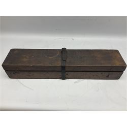 Early 20th century brass and black japanned gunsighting telescope inscribed 'G.S. Telescope X8 No.2127 W.G. Pye & Co Cambridge 1918 No.18' with X graticule to lens L53cm; in wooden box marked 'Gunsighting Telescope'