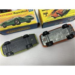 Matchbox Superfast track racing Set with Superbooster and two boxed SF-17 Slipstream Curves; together with five boxed Superfast models - 3d Monteverdi Hai, two 7d Hairy Hustler, 45c Ford Group 6 and 66d Mazda RX500; and quantity of unboxed and playworn other die-cast models
