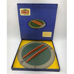 Hornby Dublo - six D1 accessories comprising Turntable; Through Station with separately boxed Platform Extension with Wall; Signal Cabin with orange roof and two packs of station names; Level Crossing; and Island Platform; all boxed (6)