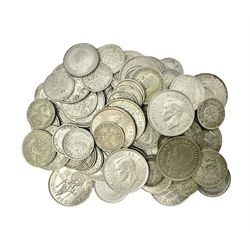 Approximately 260 grams of Great British pre 1947 silver coins, including one shillings, sixpences and threepence pieces 