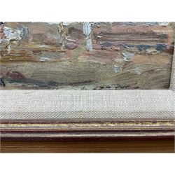 Margaret Fletcher Leadbitter (British exh.1908-1940): 'A Sunny Morning' - On the Beach near Robin Hood's Bay, oil on panel, signed titled and dated 1910 on label verso with artist's Harrogate address 18cm x 23cm