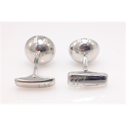  Pair of Dunhill enamel and silver cuff-links, headlamp design stamped AD 925  