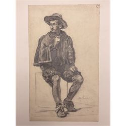 English School (Mid 20th century): Portrait of a Seated Gentleman, pencil indistinctly signed, with Examined South Kensington blindstamp 41cm x 24cm