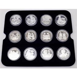  Twenty four 'Eightieth Birthday of Her Majesty Queen Elizabeth II Silver Proof Collection' coins, each coin is sterling silver having a  weight of 28.28 grams, all with certificates in a fitted case  