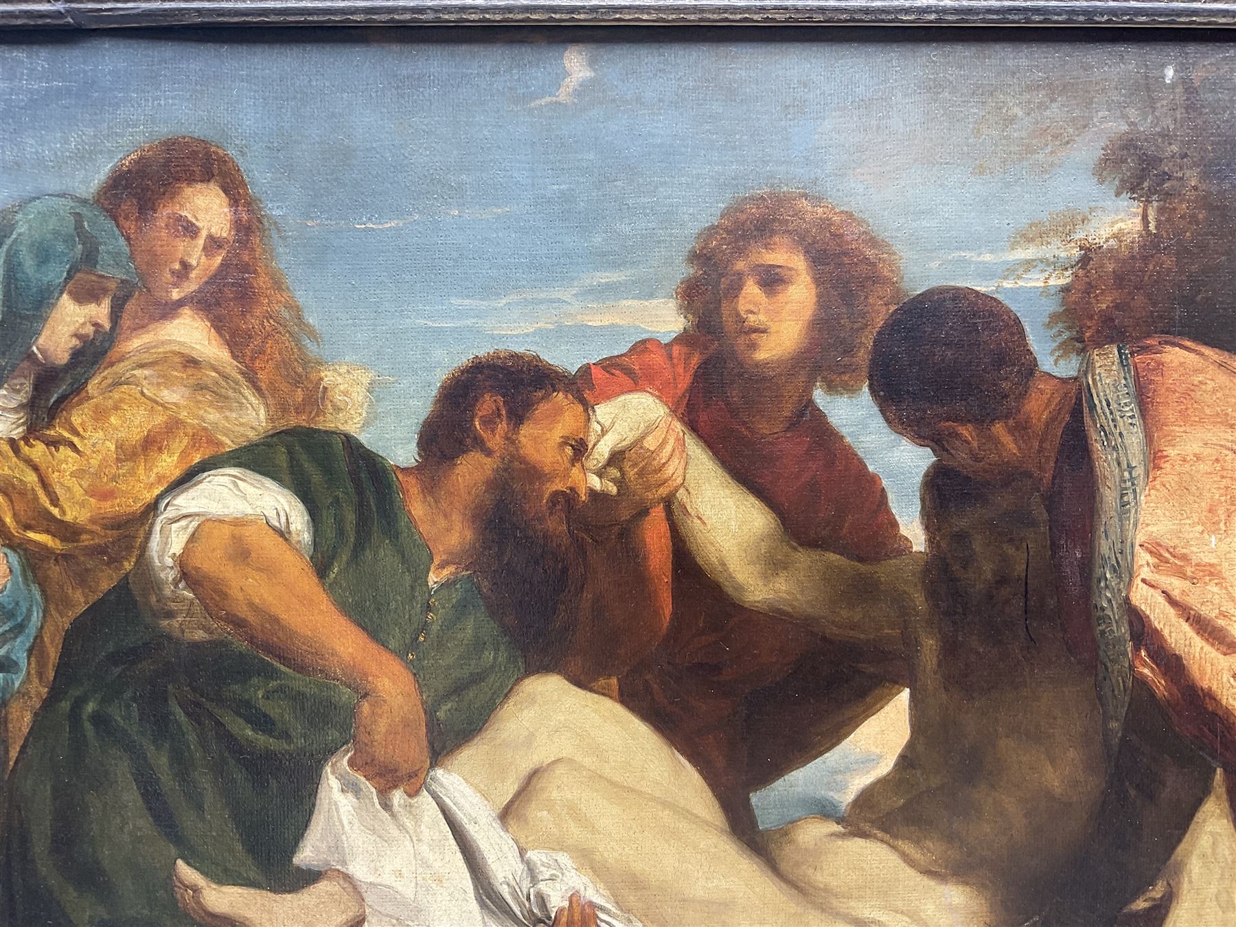 After Titian (Italian c.1488-1576): The Entombment of Christ, 19th century oil on canvas unsigned 34cm x 43cm 