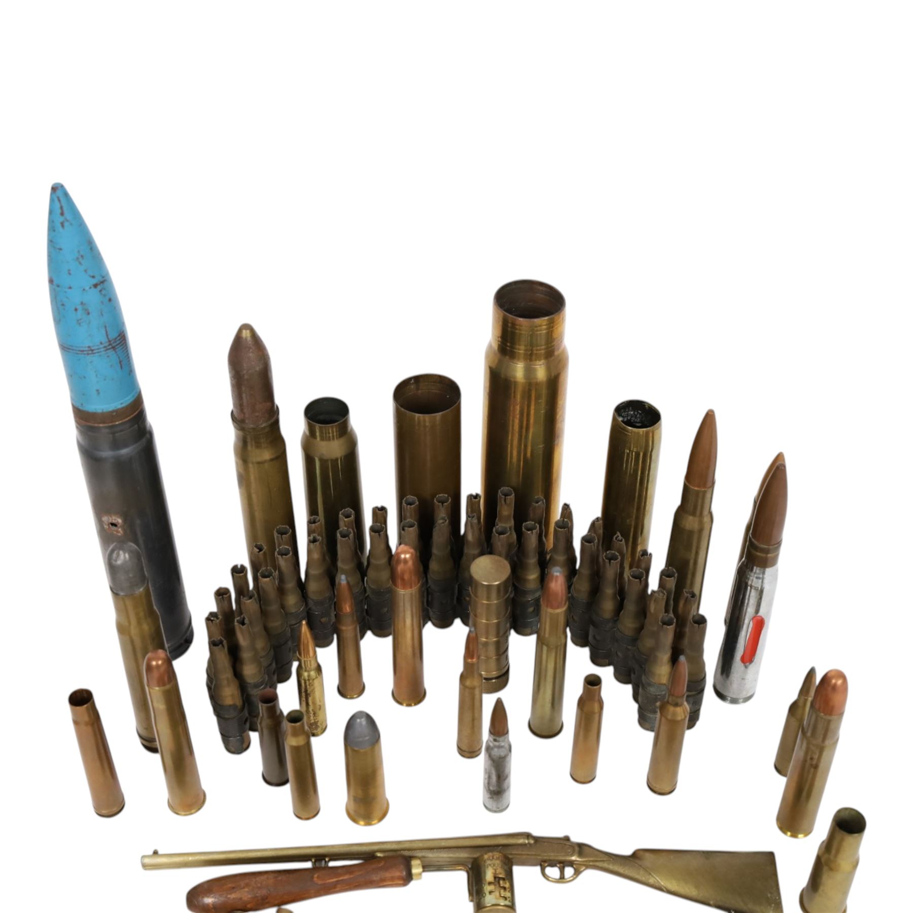 Collection of inert shells and cases, including 20mm BBC 1941,  27-145-DM1001 etc