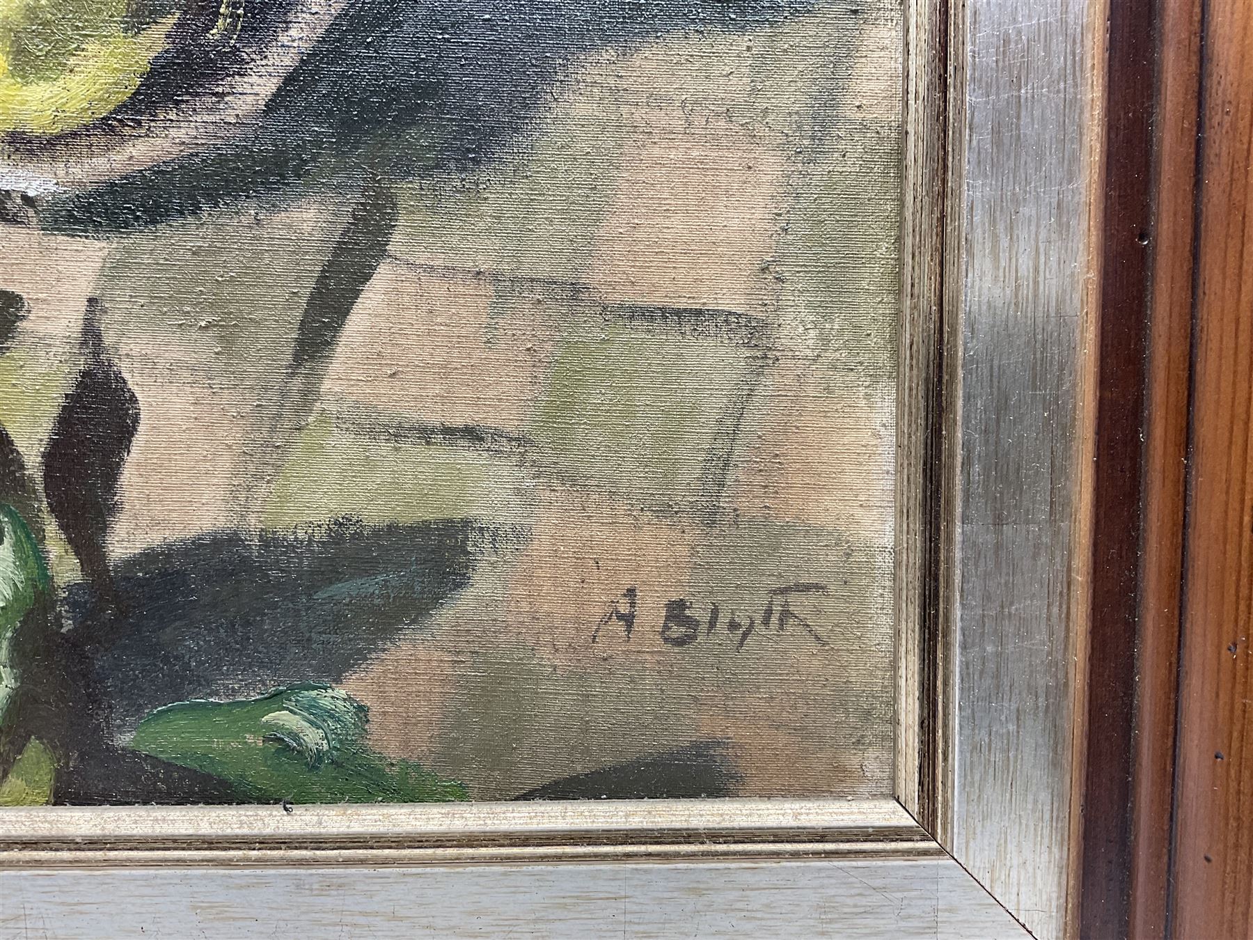 Alan Blyth (British 1889-1953): 'Quinces' Still Life, oil on canvas signed, original title label verso 49cm x 59cm 