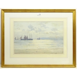 Ernest Dade (Staithes Group 1868-1935): Herring Fleet in the South Bay Scarborough, watercolour signed and dated '88, 33cm x 51cm  