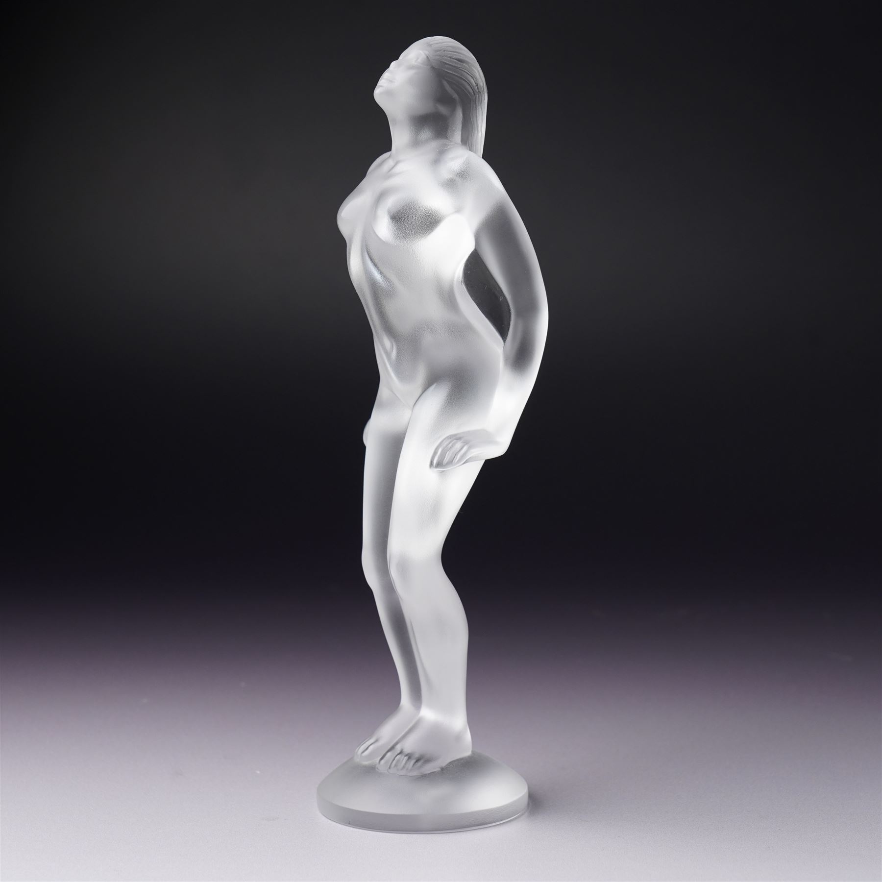 Lalique 'Josephine' frosted glass figure, modelled as a nude figure with her hands to her sides, marked Lalique France to base, H19.5cm