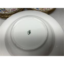 Hammersley Queen Anne pattern, part tea and dinnerwares, to include six dinner plates, five side plates, six soup bowls, teapot, covered sucrier, six teacups and saucers, etc together with six matched dessert plates (40)