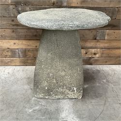 Cast stone two piece garden staddle stone mushroom