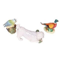 Collection of Beswick figures, including Highland horse, pheasant, deer, stag, etc, together with Royal Copenhagen dog 