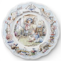 Set of four Royal Doulton Brambly Hedge plates from the 'Sea Story' collection, 'Dining by the Sea', 'Homeward Bound', 'Meeting on the Sand', and 'Rigging the Boat' (4)
