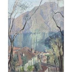 Mary Dawson Elwell (British 1874-1952): 'From Acquafredda' Italy, oil on panel signed and indistinctly dated 1923?, original title label verso 34cm x 26cm