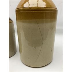 Early 20th century stoneware advertising flagon, marked to front 'Pickup Bros Botanical Brewers', together with a larger stoneware flagon