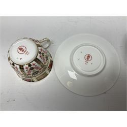Royal Crown Derby 1128 Imari pattern two coffee cans and saucers, two teacups and saucers, all with printed mark beneath 