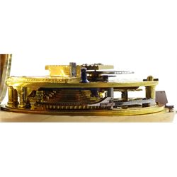 George III 18ct gold pair cased English lever fusee pocket watch by John Bolton, Durham, No. 844, round baluster pillars, engraved balance cock with flower decoration and diamond endstone, stop/work lever, cream enamel dial with Roman numerals and subsidiary seconds dial, case makers mark V&R, Chester 1819