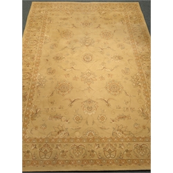  Chinese sandy ground rug, floral design, with repeating border, W200cm, L290cm  