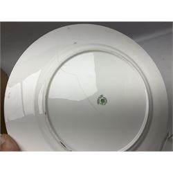 Hammersley Queen Anne pattern, part tea and dinnerwares, to include six dinner plates, five side plates, six soup bowls, teapot, covered sucrier, six teacups and saucers, etc together with six matched dessert plates (40)