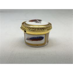 Royal Worcester porcelain pill box from The Connoisseur Collection, Flight Feathers, boxed