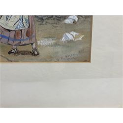 A R Price (British 19th/20th century): The Travellers, watercolour signed and dated 1902, 29cm x 56cm