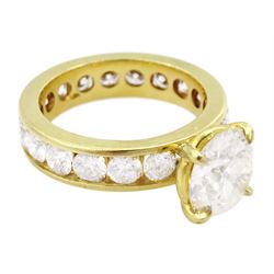 18ct gold single stone old cut diamond ring of approx 2.80 carat, with eighteen round brilliant cut diamond set shank of approx 3.00 carat, total diamond weight approx 5.80 carat
