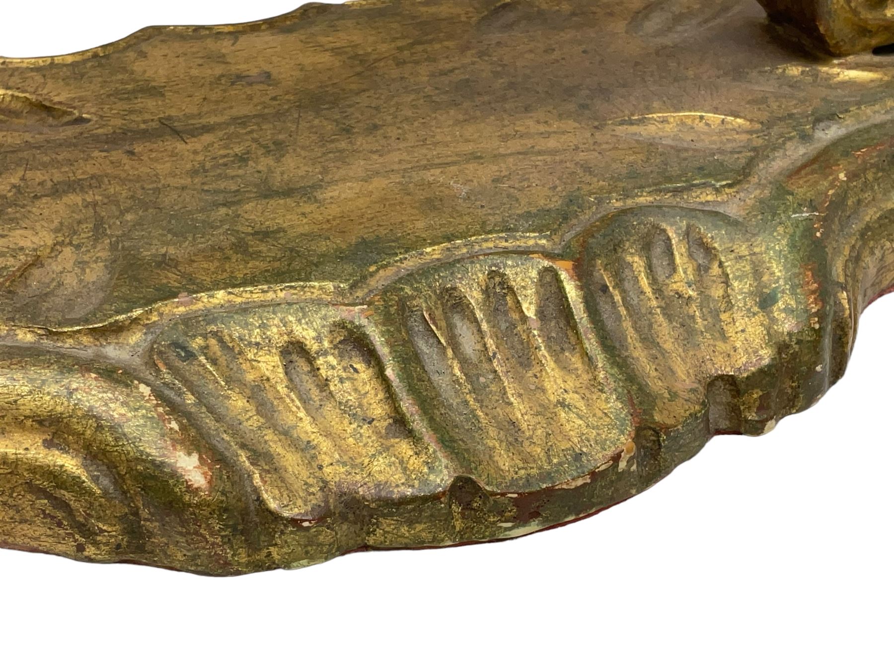 Giltwood dressing table mirror, shaped moulded frame, H46cm