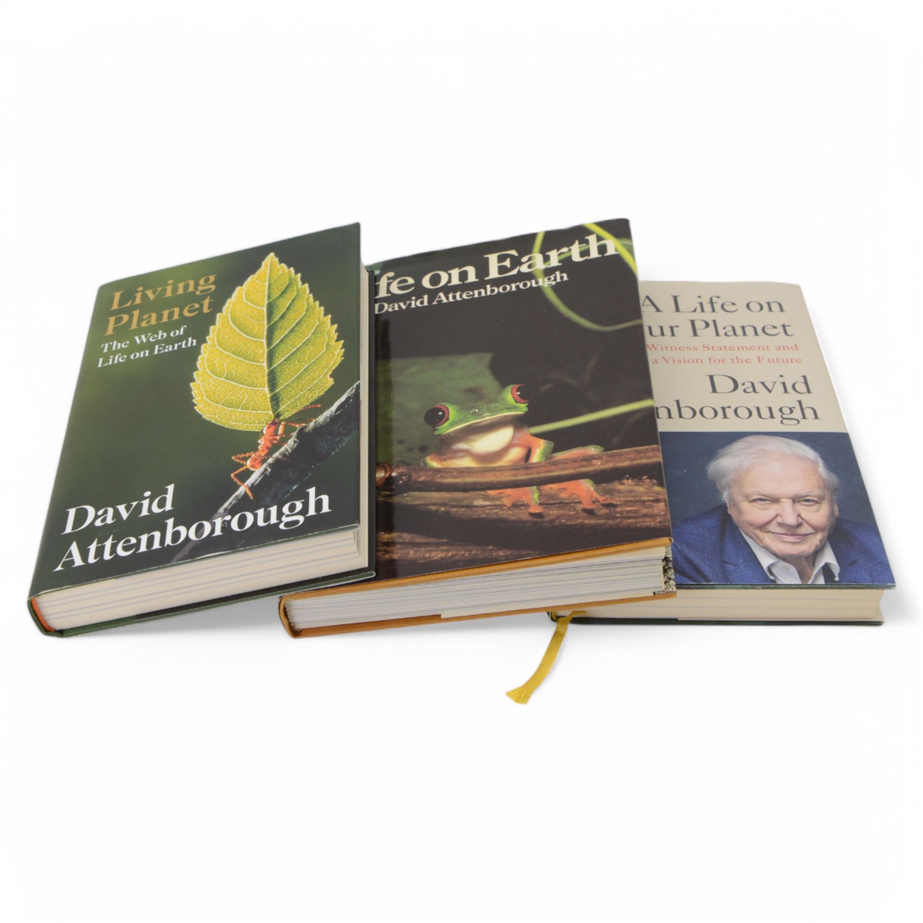 Attenborough, David; Life on Earth, Collins, London 1979 first edition hardback, together with A Life on Our Plant and Living Planet all with David Attenborough signatures 