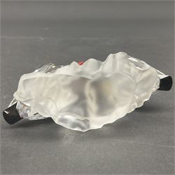 Three Swarovski Crystal bird figures, comprising Toucan, pair of puffins and pair of parrots on a branch, tallest H10cm