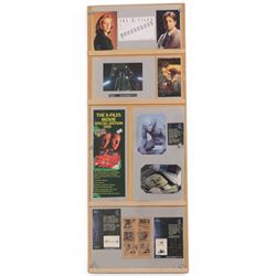 The X Files montage, including cast images, stills and advertisements, within acrylic frame, together with a Judge Dredd montage, including comic cover and comic strips, largest 46x61cm

Notes: This item is from the private collection of Arthur C. Clarke's brother.