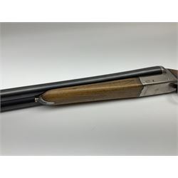 Spanish Master 12-bore side-by-side double barrel boxlock ejector sporting gun, 70.5cm barrels, pale walnut stock with chequered grip and plain fore-end and thumb safety, serial no.130828, L113cm SHOTGUN CERTIFICATE REQUIRED