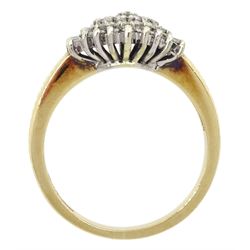 9ct gold diamond chip cluster ring, hallmarked