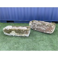 Two 18th/19th century tooled weathered sandstone troughs - THIS LOT IS TO BE COLLECTED BY APPOINTMENT FROM DUGGLEBY STORAGE, GREAT HILL, EASTFIELD, SCARBOROUGH, YO11 3TX