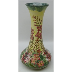  Cobridge limited edition Stoneware vase in the Willow Herb pattern, designed by Rachel Bishop, dated 1998 no. 42/150  