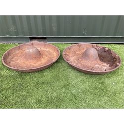 Pair of cast Iron, Mexican hat trough, garden feeder, planter, water pond feature - THIS LOT IS TO BE COLLECTED BY APPOINTMENT FROM DUGGLEBY STORAGE, GREAT HILL, EASTFIELD, SCARBOROUGH, YO11 3TX
