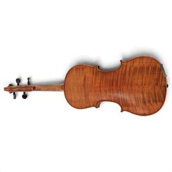 20th century French violin, with two piece back, ebonised fretboard and tuners, L60cm, with fitted hard case