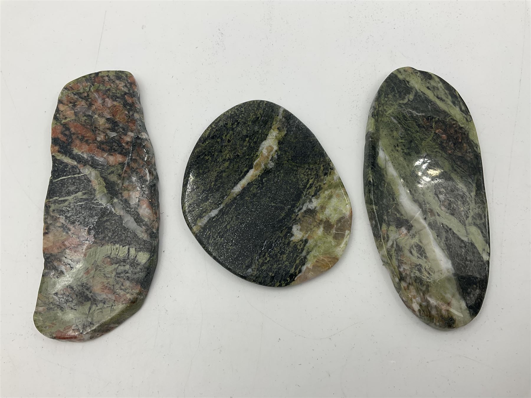 Three lewissian gniess slices, largest L10cm, H4cm 