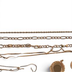 14ct gold jewellery, including chain links and ring, 12ct gold circular pendant and 9ct gold chain links ring 