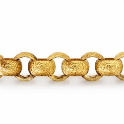 19th century gold belcher chain necklace, each link with flower head decoration