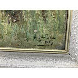 Paul Sebilleau (French 1846-1907): Rural Landscape with Farm, oil on canvas signed 1894, 48cm x 72cm