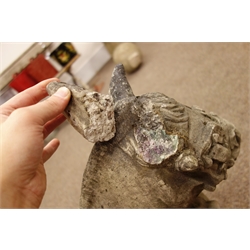 Composite stone shire horse (L81cm), and cart figure  