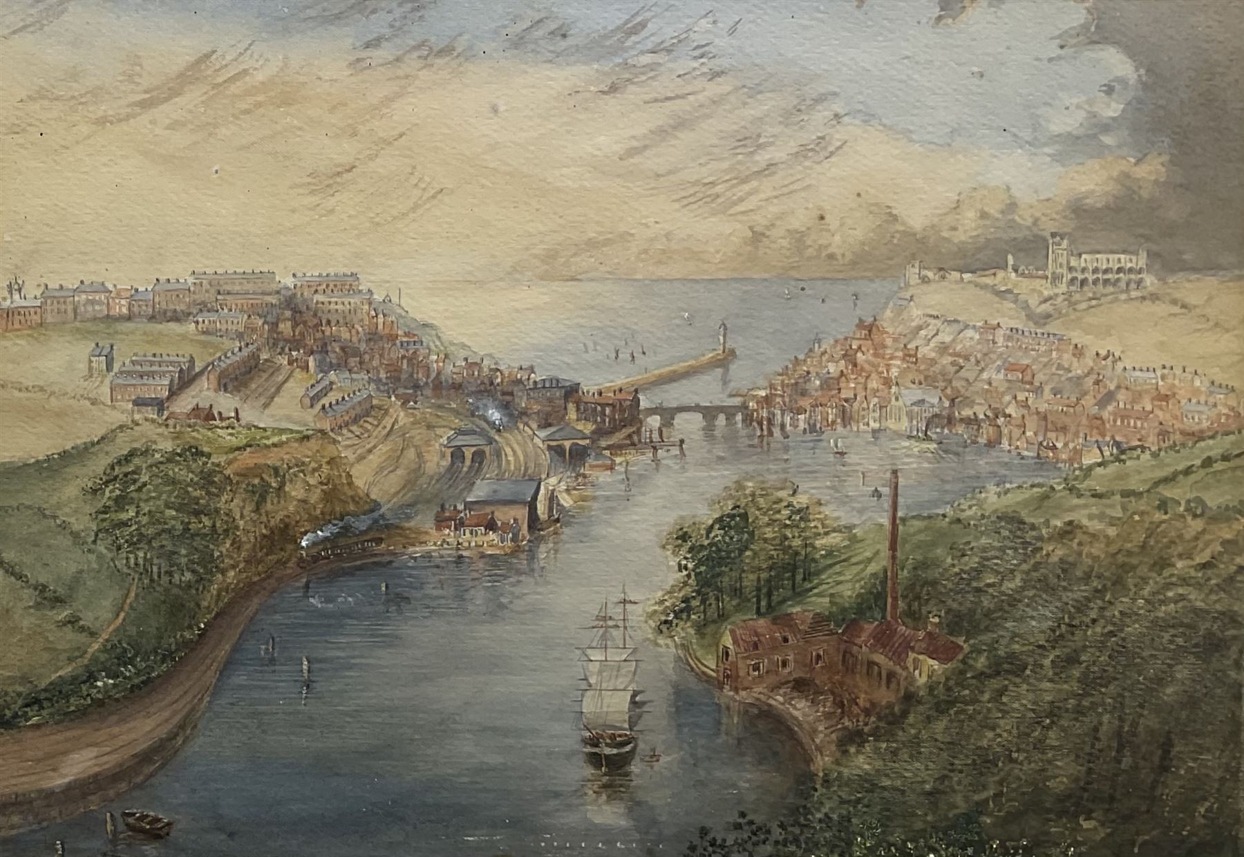 Attrib. John Ruskin (British 1819-1900): 'Whitby', watercolour unsigned, labelled verso 24cm x 35cm