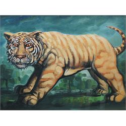 After Peter Howson (Scottish 1958-): Tiger, colour print in ebonised frame 53cm x 69cm
