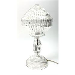 A cut glass table lamp, with conforming cut glass shade, overall H40cm. 