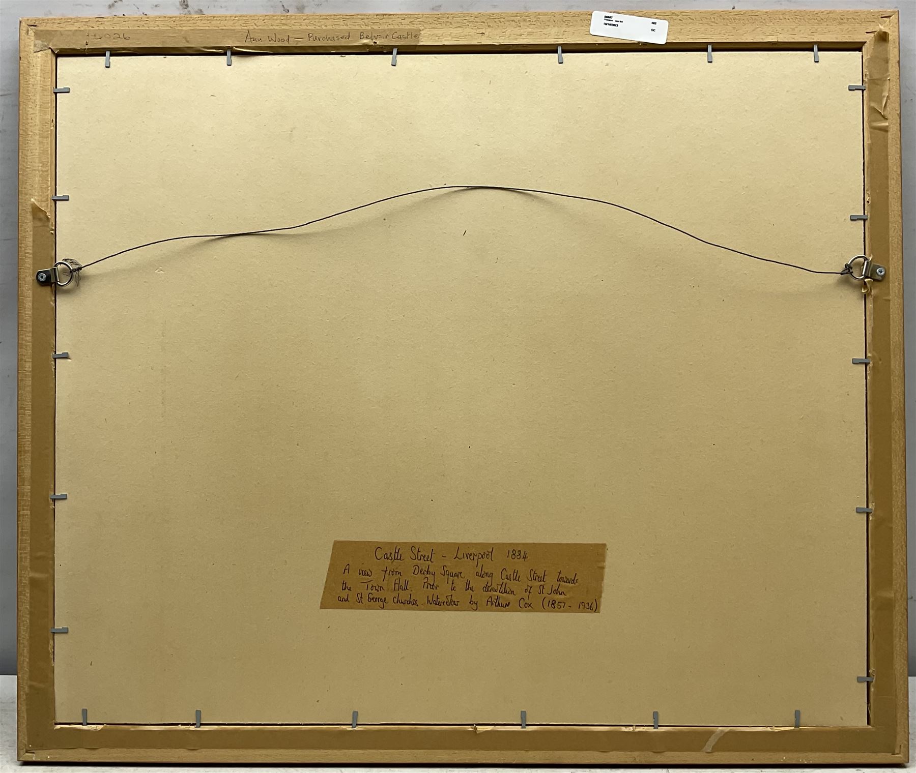 Charles Arthur Cox (British 1857-1936): 'Castle Street - Liverpool', watercolour signed and dated 1884, 32cm x 42cm 