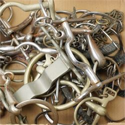 Large collection of bits, grackles and snaffles, together with spurs and leather case for hunting flask etc
Provenance: from the Kirkham Hall estate. 