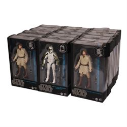 Complete set of sixteen Star Wars The Black Series Blue Wave action figures, comprising Sandtrooper, Darth Vader, Luke Skywalker, Chewbacca, Tie Pilot, Yoda, Clone Trooper Sergeant, two Obi-Wan Kenobi figures, Han Solo, Bossk, Emperor Palpatine, Luke Skywalker, Clone Trooper Captain, Clone Commander Cody, IG-88 and Princess Leia Organa, together with Boba Fett Prototype Armour figure, all boxed  (18)