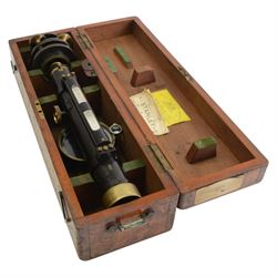 Late 19th century Surveyors level by Stanley, Gt Turnstile, Holborn, London, No.951 with lacquered oxidised brass finish in original box and with stand