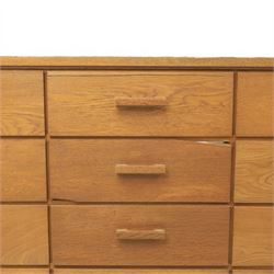 Dudley & Co - early 20th century oak framed and glazed haberdashery shop counter, fitted with sliding tray drawers