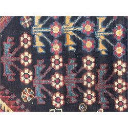 Persian Heriz wool rug, red and ivory field with floral medallion, geometric spandrels, and floral border (157cm x 107cm); Kurdish Shairwan wool rug, red and navy field with three medallions, geometric crosses and serrated border (200cm x 155cm); Persian Qashqai wool rug, golden-yellow field with boteh motifs and wide floral border (127cm x 82cm)